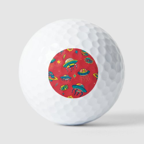 Retro UFO Space Invaders Golf Balls