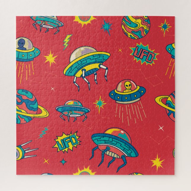 Retro UFO Space Invaders Jigsaw Puzzle (Vertical)