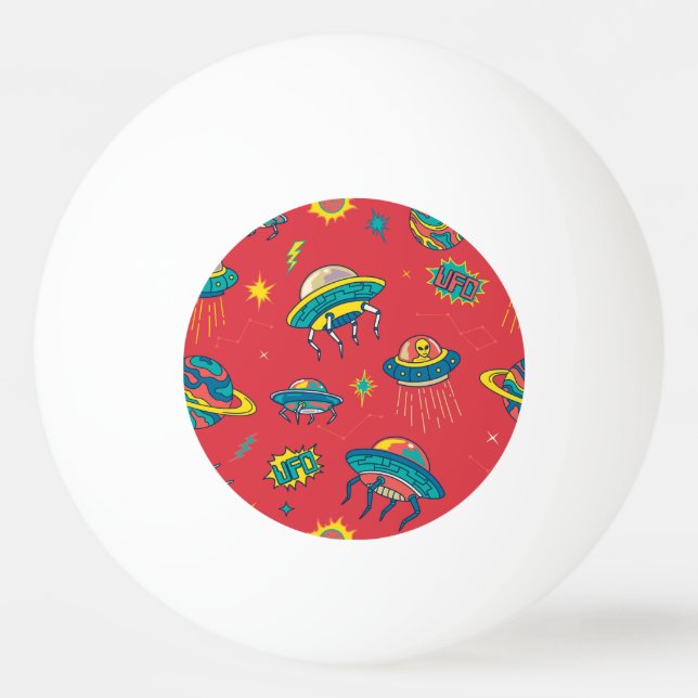 Retro UFO Space Invaders Ping Pong Ball (Front)
