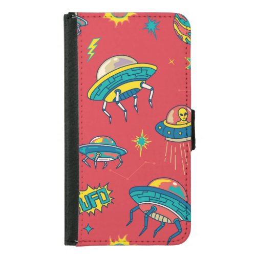 Retro UFO Space Invaders Samsung Galaxy S5 Wallet Case