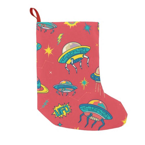 Retro UFO Space Invaders Small Christmas Stocking