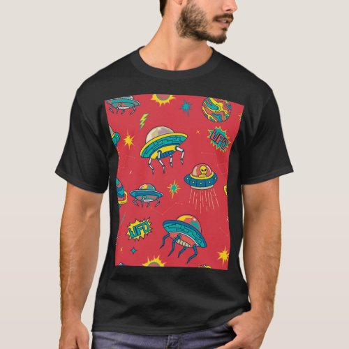 Retro UFO Space Invaders T_Shirt