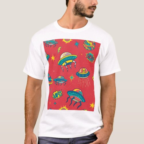 Retro UFO Space Invaders T_Shirt