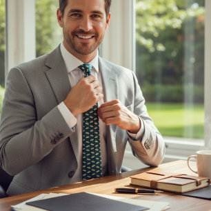 Retro UFO Spaceship Pattern Fun Cosmic Accessory Neck Tie