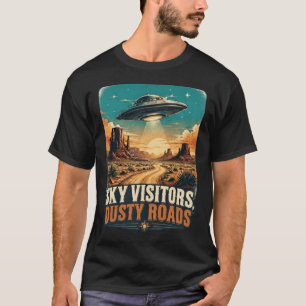 Retro UFO Western Desert Landscape Vintage T-Shirt