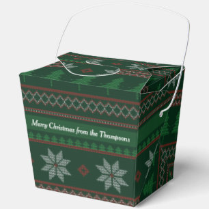 Retro Ugly Christmas Sweater Party Green Fortune Favor Boxes
