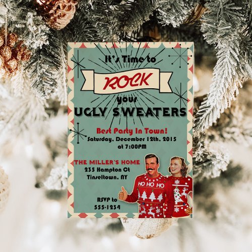 Retro Ugly Sweater Christmas Party Invitation