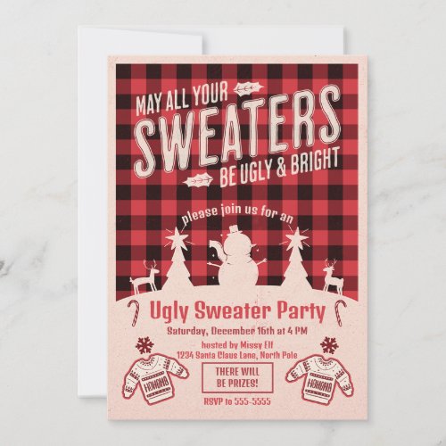 Retro Ugly Sweater Party Christmas Invitation