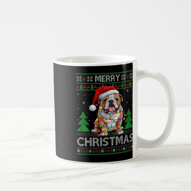Retro Ugly Xmas Sweater Style Santa Bulldog Dog Ch Coffee Mug (Right)