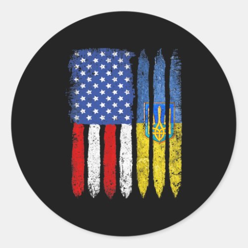 Retro Ukraine Flag Vintage American Flag Ukrainian Classic Round Sticker