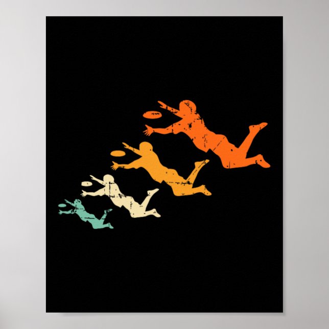 Retro Ultimate Frisbee Player Vintage Disc Ultimat Poster (Front)