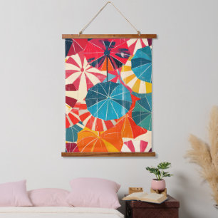 Retro Umbrella Rainy Day Pop Art Hanging Tapestry