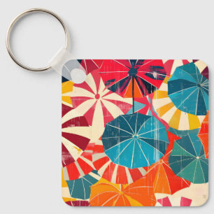 Retro Umbrella Rainy Day Pop Art Keychain