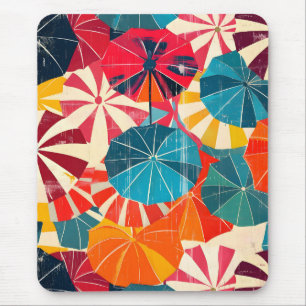 Retro Umbrella Rainy Day Pop Art Mouse Pad