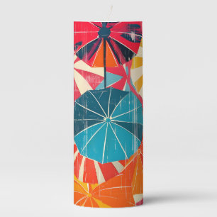 Retro Umbrella Rainy Day Pop Art Pillar Candle