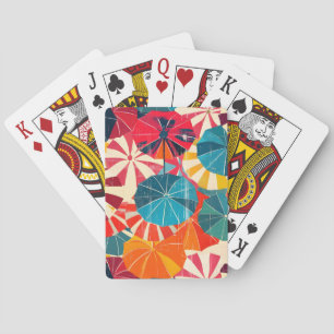 Retro Umbrella Rainy Day Pop Art Poker Cards