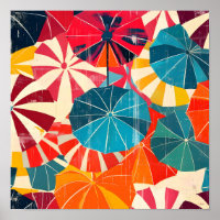 Retro Umbrella Rainy Day Pop Art