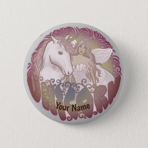 Retro Unicorn custom name  pin