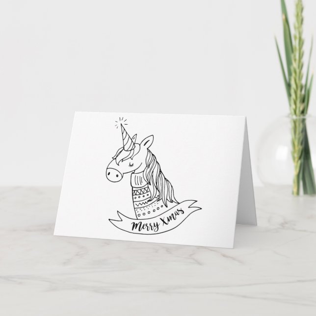 Retro unicorn merry everything happy always holiday card (Front)