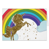 Retro Unicorn Rainbow & Gold Stars Thank You (Front Horizontal)