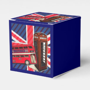 Retro Union Jack London Bus red telephone booth Favor Boxes
