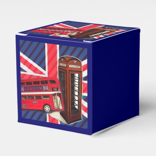 Retro Union Jack London Bus red telephone booth Favor Boxes