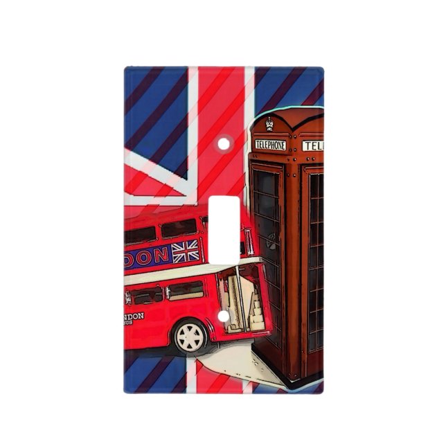 Retro Union Jack London Bus red telephone booth Light Switch Cover (Front)
