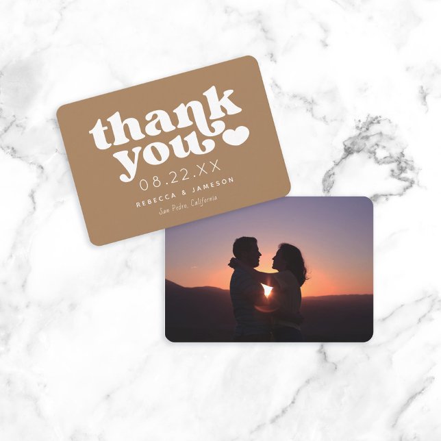 Retro Union Light Brown Camel Wedding Thank You Invitation (Creator Uploaded)