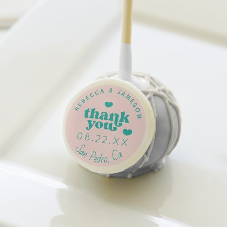 Retro Union Pink And Teal Wedding Thank You Cake Pops