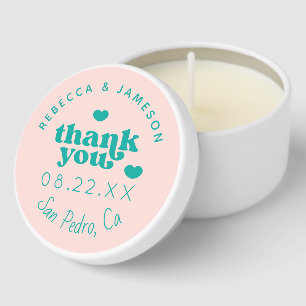 Retro Union Pink and Teal Wedding Thank You Mini Candle Favors