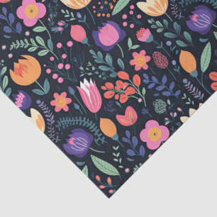 Retro Unique Bold Boho Style Whimsical Floral Gift Tissue Paper