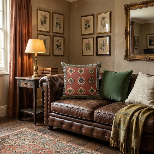  Retro unique oriental pattern geometric motifs Throw Pillow (Creator Uploaded)