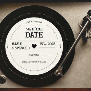 Retro Unique Vinyl Record Wedding Save the Date Invitation