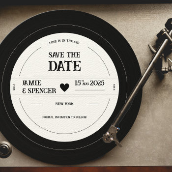 Retro Unique Vinyl Record Wedding Save The Date Invitation by SleepyKoala at Zazzle