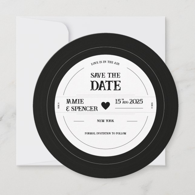 Retro Unique Vinyl Record Wedding Save the Date Invitation | Zazzle