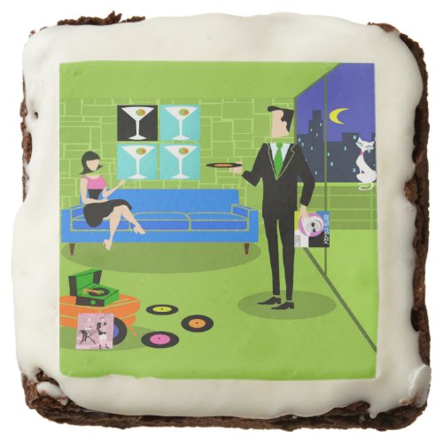 Retro Urban Cartoon Couple Brownies