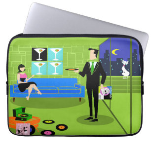Retro Urban Cartoon Couple Computer Bag