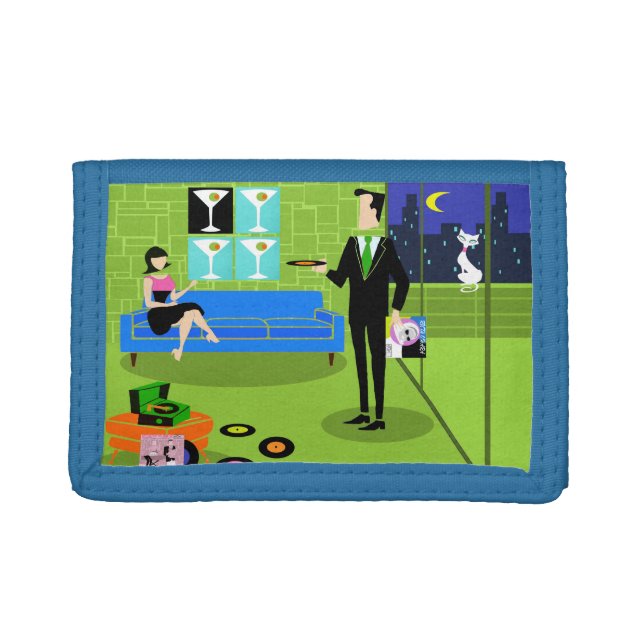 Retro Urban Cartoon Couple Nylon Wallet (Front)