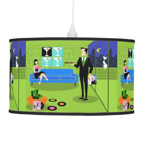 Retro Urban Cartoon Couple Pendant Lamp