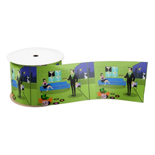 Retro Urban Cartoon Couple Ribbon