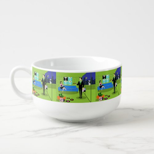 Retro Urban Cartoon Couple Soup Mug