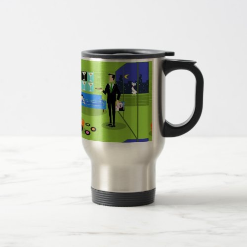 Retro Urban Cartoon Couple Travel Mug