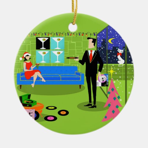 Retro Urban Christmas Couple Christmas Ornament