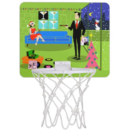 Retro Urban Christmas Couple Mini Basketball Hoop