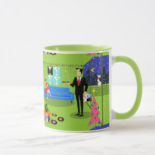 Retro Urban Christmas Couple Mug