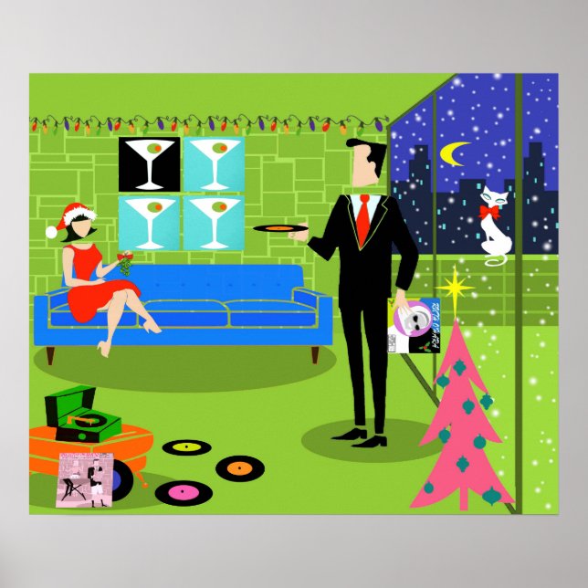 Retro Urban Christmas Couple Poster (Front)