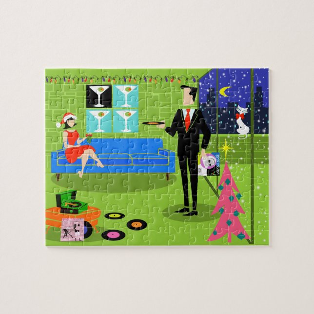 Retro Urban Christmas Couple Puzzle (Horizontal)