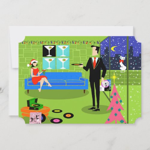 Retro Urban Christmas Party Invitations