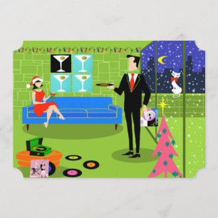 Retro Urban Christmas Party Invitations