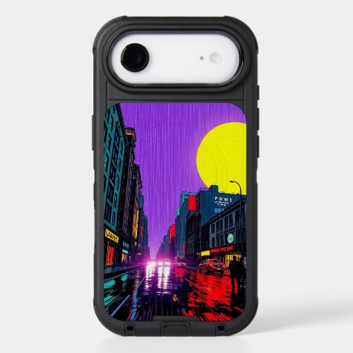 Retro Urban Rain Cityscape Pop Art iPhone Case